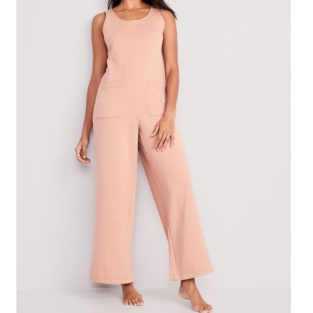 Old Navy Loose Marled Fleece Wide Leg Lounge Jumpsuit Sleeveless Womens Medium